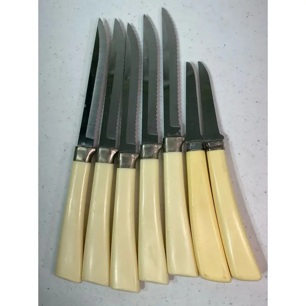 Vintage Kitchen Knives Mixed Lot of 7 Steak Pairing READ‎